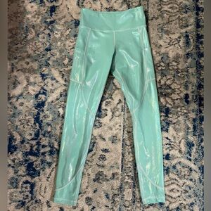 Curves n Combatboots Teal Shimmer Leggings